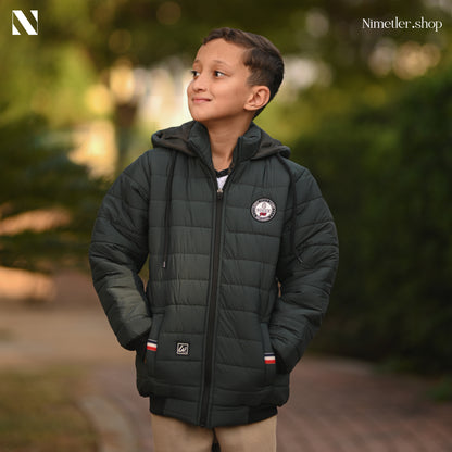 Nimetler Dark Green Winter Jacket for Kids