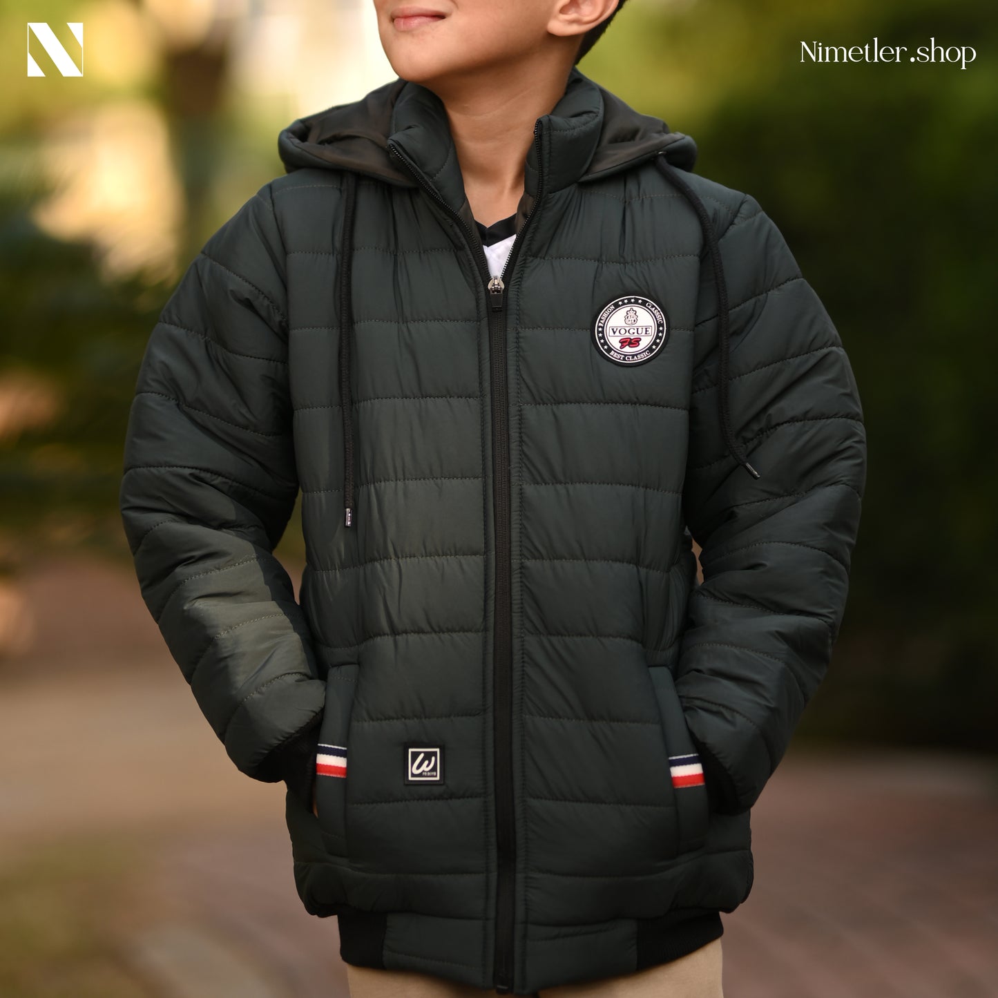 Nimetler Dark Green Winter Jacket for Kids